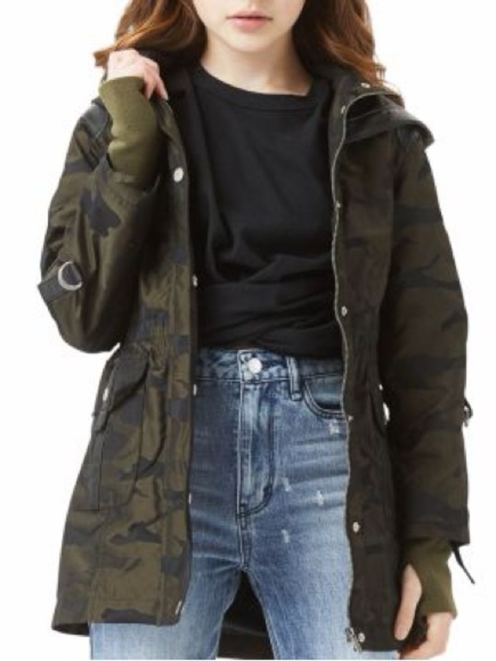 Habitual Girls' Delilah Camo Print Hooded Jacket size 10